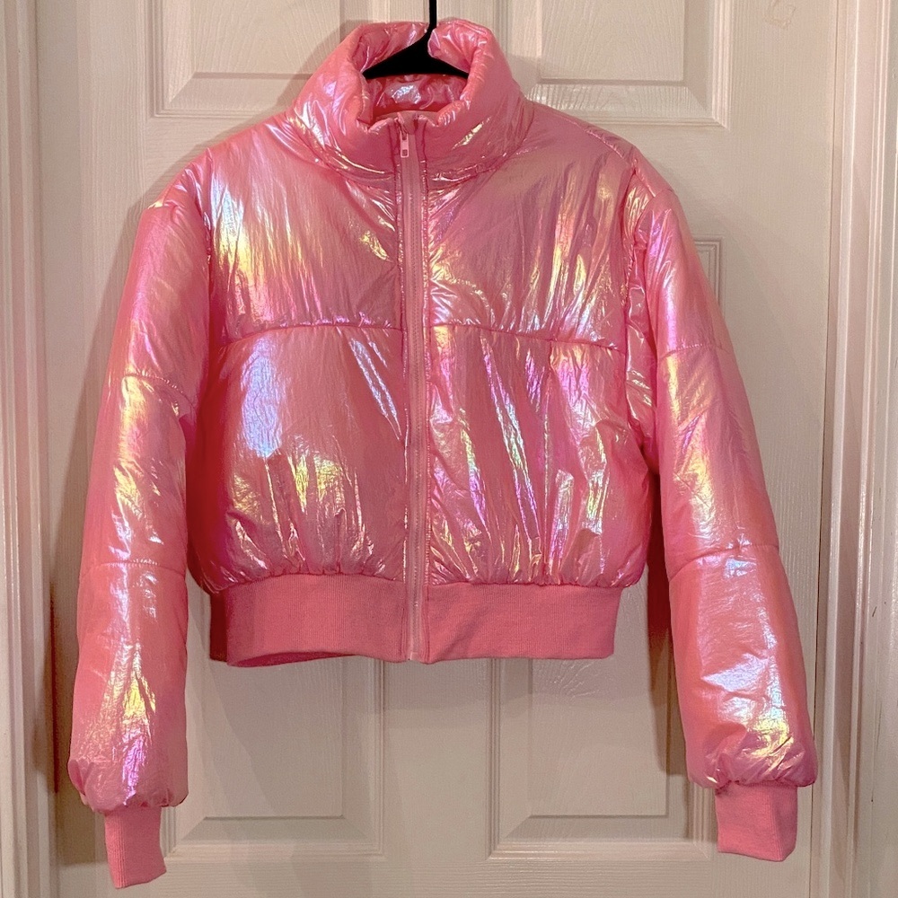 EN MERCI Shimmering Pink Women's Puffer Jacket ObO - Picture 3 of 13